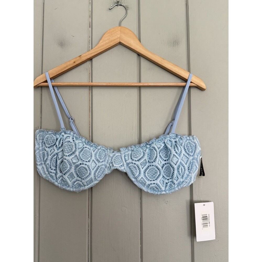 NWT Dippin Daisys Women's Bikini Top XL Primrose Blue Lace Swim Blue Underwire